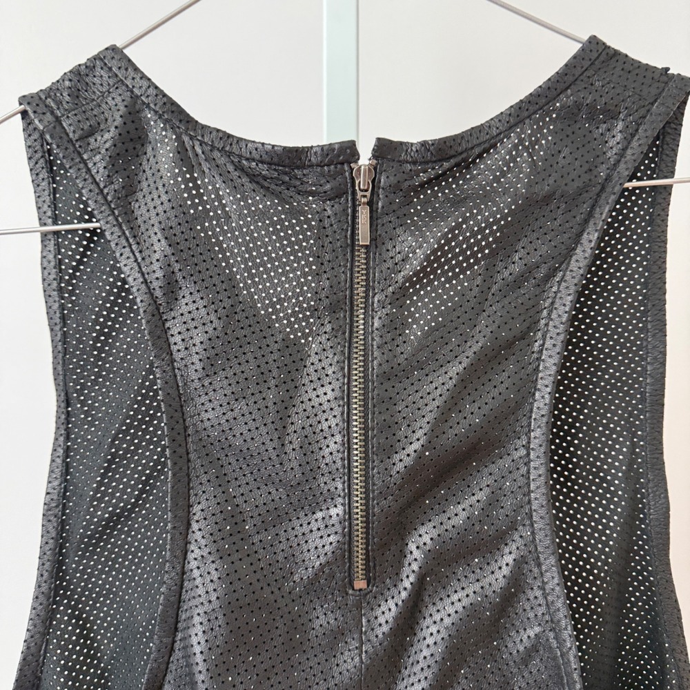 Anine Bing sz XS Black Perforated 100% Lambskin Leather Tank Top Back Zip Goth - Picture 7 of 7